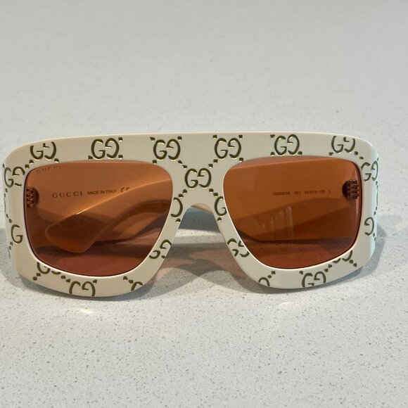 Gucci GG0983S 001 White Mask Sunglasses With Brown Lenses UV Protection - Picture 10 of 12